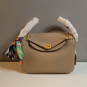 Taupe genuine Leather Doctors Bag mini with Gold Hardware NWT